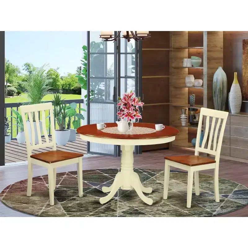 Set da Pranzo Rotondo per Cucina - Tavolo da 107 cm e 4 Sedie - Set Tavolo da Pranzo