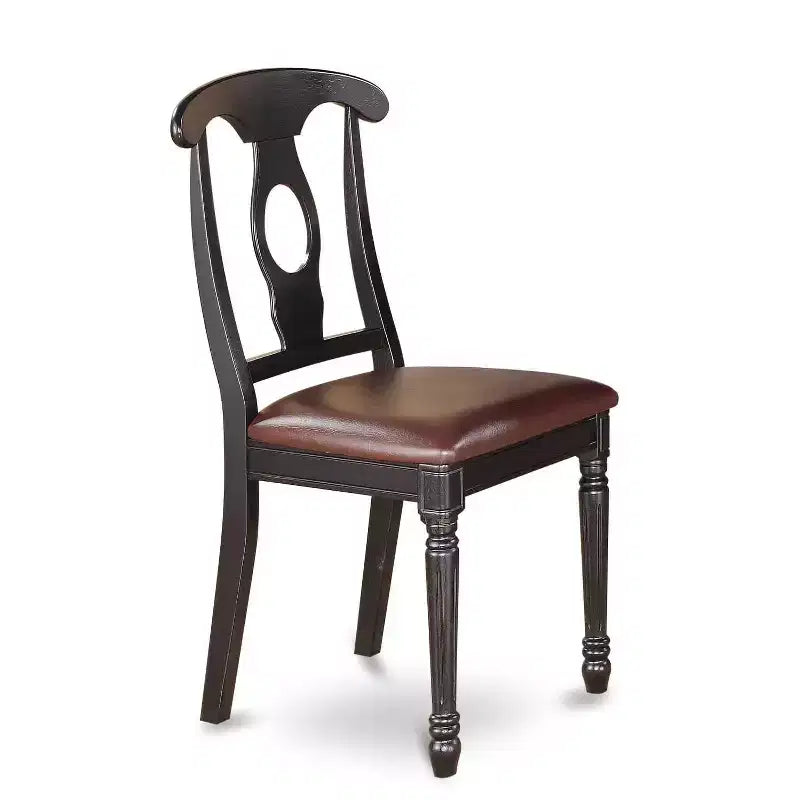 Set Sala da Pranzo da 5 Pezzi con Piano in Legno Massello Finitura Nera - 4 Posti
