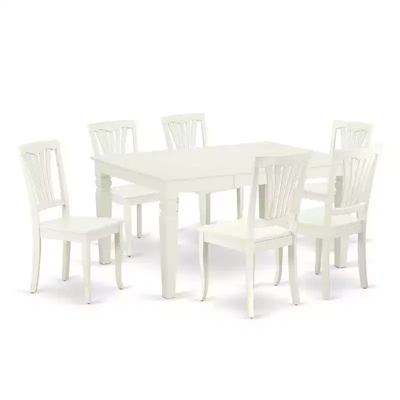 Renaissance Dining Set 7Pc Rectangular Table & 6 Chairs - 42x60 Inch Expandable