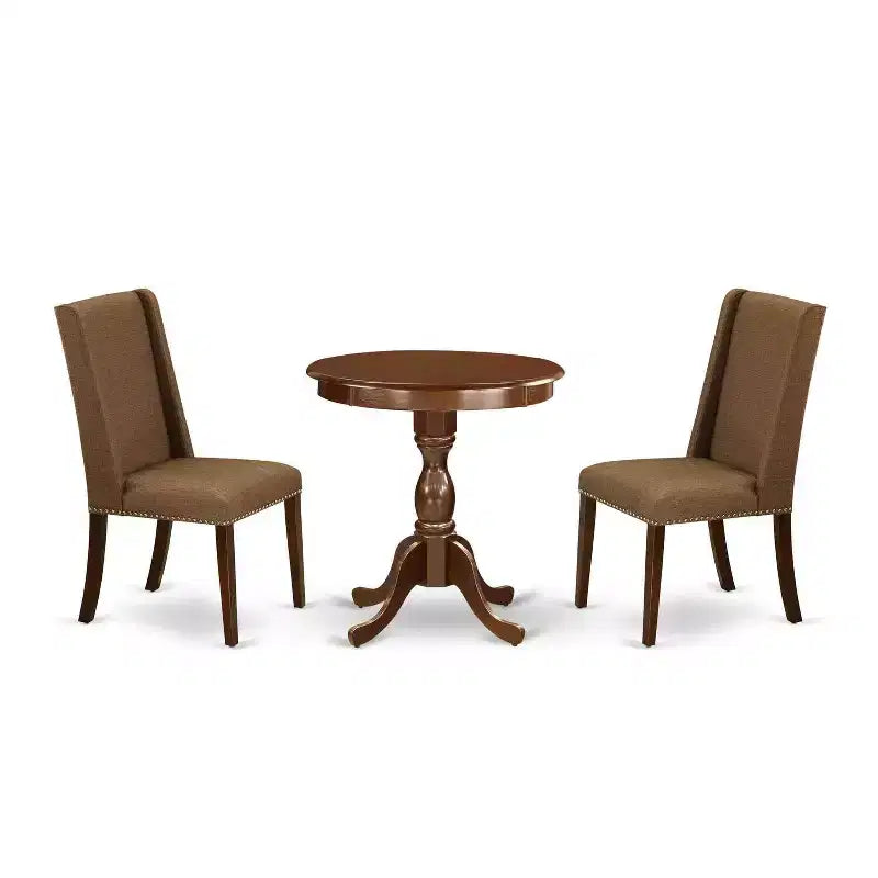 3-Piece Mahogany Finish Solid Wood Top - Dining Room Set - Seats 4