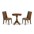 3-Piece Mahogany Finish Solid Wood Top - Dining Room Set - Seats 4