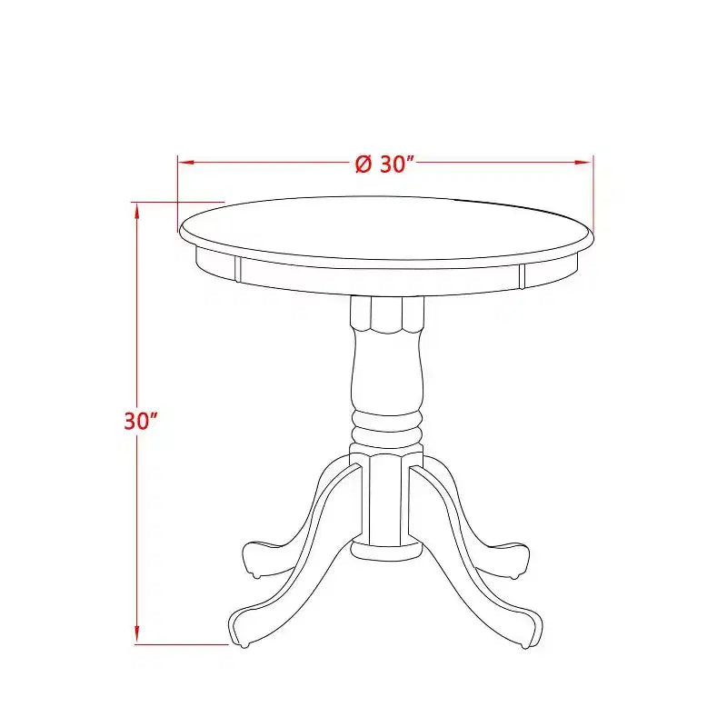 Set da pranzo da 3 pezzi in legno massello con finitura mogano - 4 posti a sedere