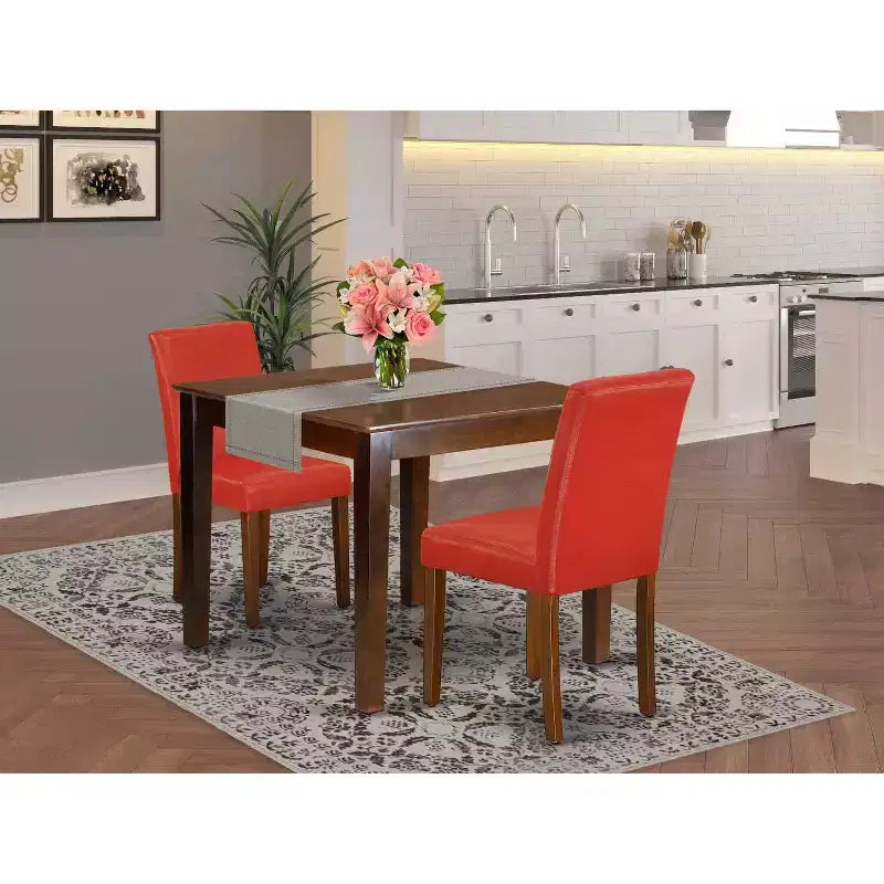 Set da Tavolo da Cucina Vintage - Tavolo Quadrato da 91 cm con 2 Sedie Parsons - Set da Pranzo Retrò