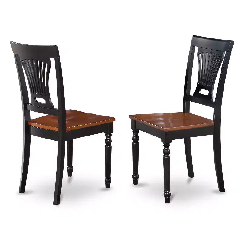 HomeStock Set da Pranzo 3 Pezzi Tavolo Rotondo con Piano in Legno Massello Finitura Nera e Ciliegio