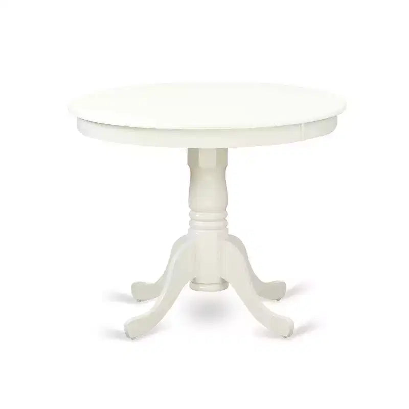 Set Tavolo da Pranzo Rotondo 36 Pollici - Tavolo e Sedie 3 Pezzi - Gambe Lino Bianco - Tessuto Dark Shitake