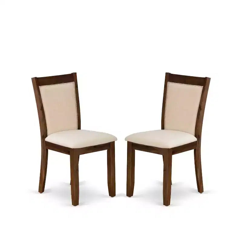 Set da pranzo da 5 pezzi in legno massello con finitura marrone naturale e top imbottito, con schienale alto - 4 posti