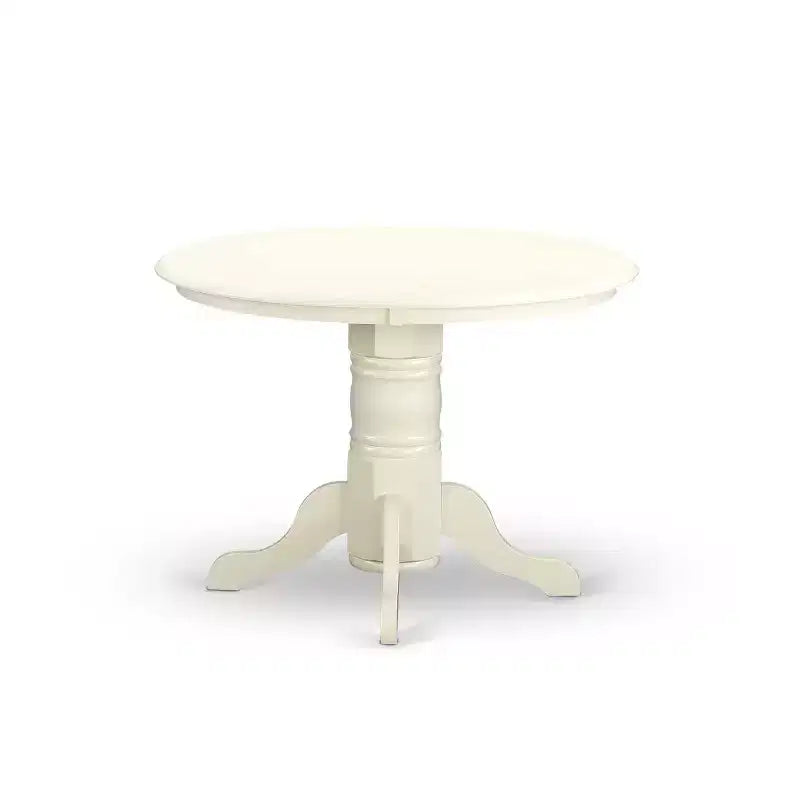Set tavolo da pranzo rotondo 3 pz - Tavolo da 42 pollici e 2 sedie Parsons - Gambe bianco lino - Tessuto beige chiaro