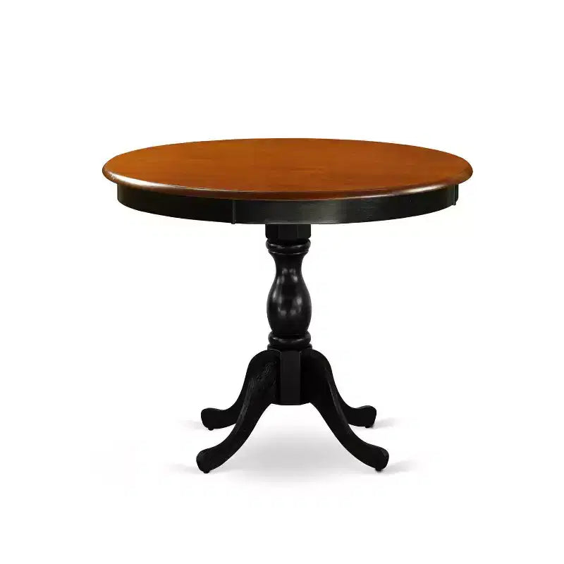 Set sala da pranzo in 3 pezzi con piano in legno massello nero e ciliegio - con bottoni trapuntati - 4 posti a sedere