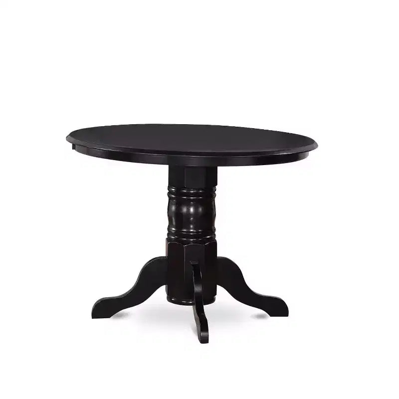 Set da pranzo 3 pezzi con piano in legno massello finitura nera - rotondo - 4 posti