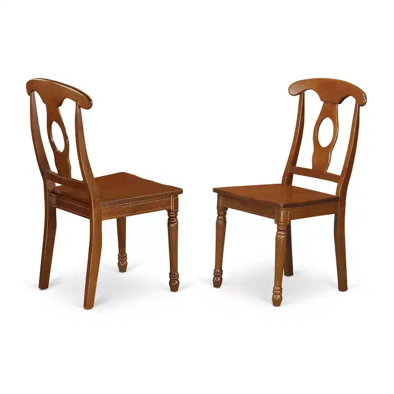 HomeStock Tavolo da pranzo quadrato in legno massiccio da 5 pezzi con finitura marrone sella e 4 sedie