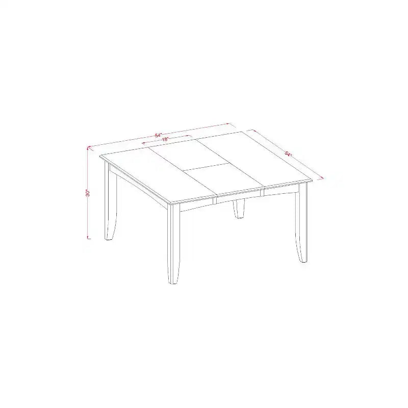 HomeStock Tavolo da pranzo quadrato in legno massiccio da 5 pezzi con finitura marrone sella e 4 sedie