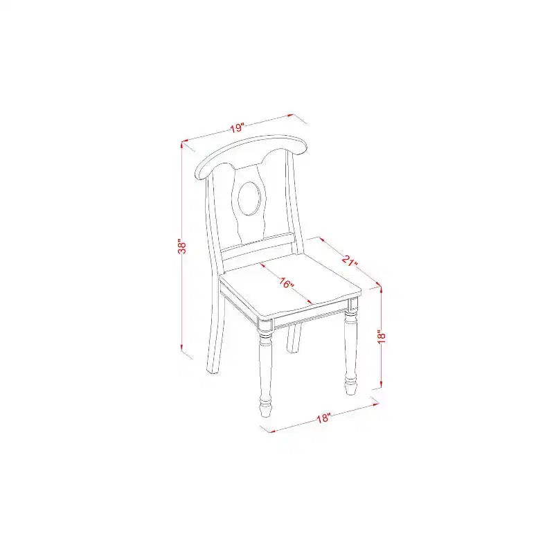 HomeStock Tavolo da pranzo quadrato in legno massiccio da 5 pezzi con finitura marrone sella e 4 sedie