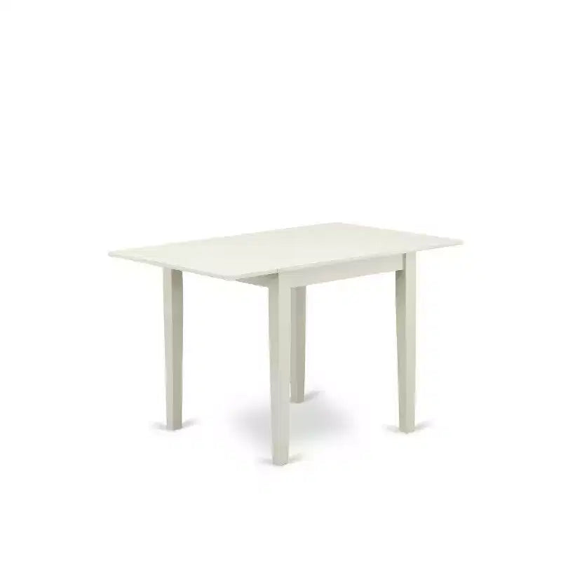HomeStock 3-Pc Linen White Finish Solid Wood Top Dining Table Set