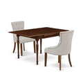 HomeStock 3-Piece Mahogany Finish Solid Wood Top with Dropleaf Dining Table Set