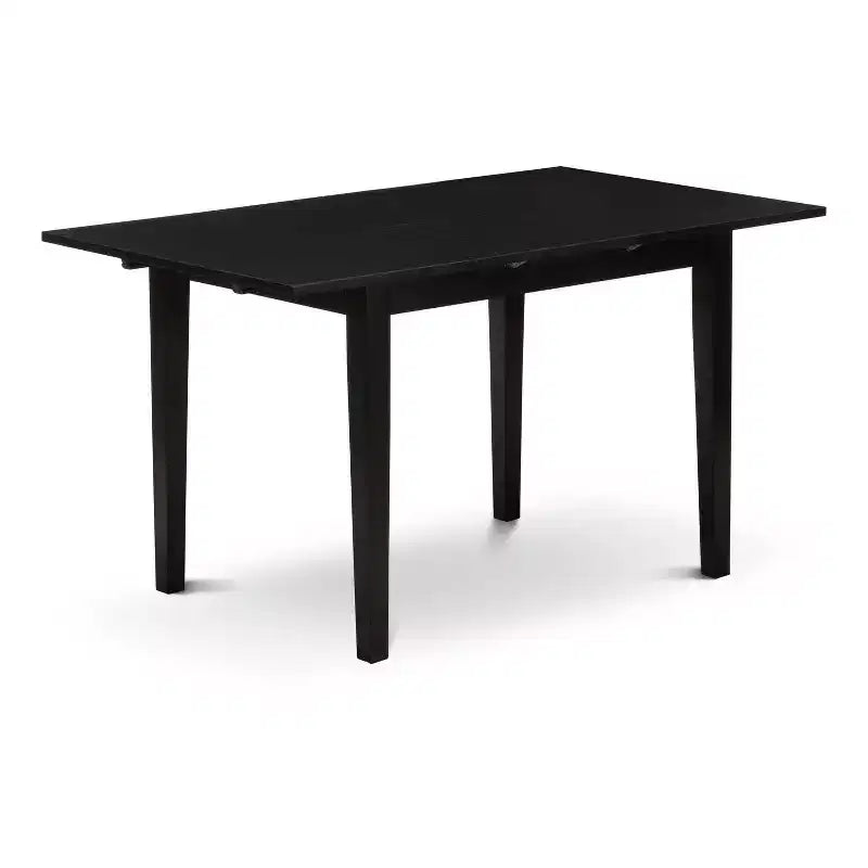 HomeStock 3-Pc Black Finish Rectangular Solid Wood Top with Butterfly Leaf Dining Table Set