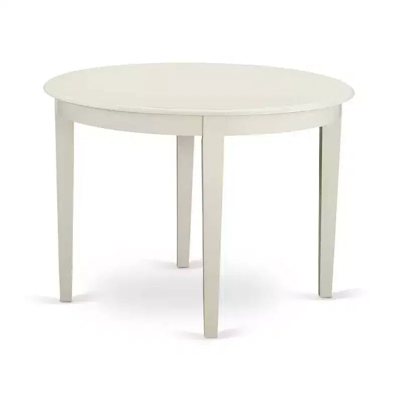 5-Piece Linen white Solid Wood Top-Round Dining Room Set-Seats 4