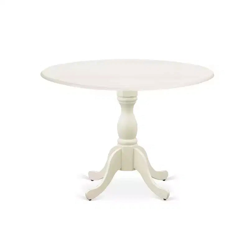 HomeStock Tavolo da pranzo in legno massello con piano bianco lino a 5 pezzi con 4 sedie con schienale a doghe a ribalta
