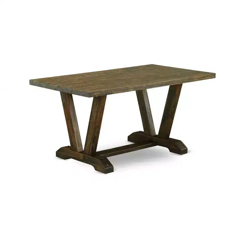 HomeStock Tavolo da Pranzo Rettangolare 6 pz con Finitura Jacobeana Anticata, Piano in Legno Massello, 1 Panca, 4 Sedie