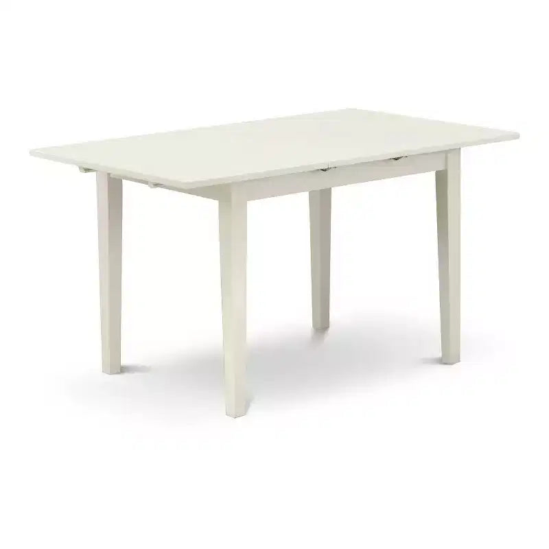 Set da pranzo rettangolare 5 pezzi con piano in legno massello e finitura bianca lino - 4 posti a sedere