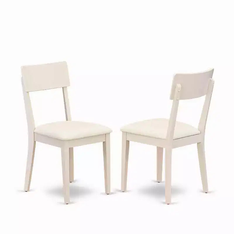 Set da pranzo rettangolare 5 pezzi con piano in legno massello e finitura bianca lino - 4 posti a sedere