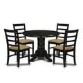 Medieval Round Dining Table Set - 5 Piece Kitchen Chairs & Table - Linen Fabric - 42 Inch