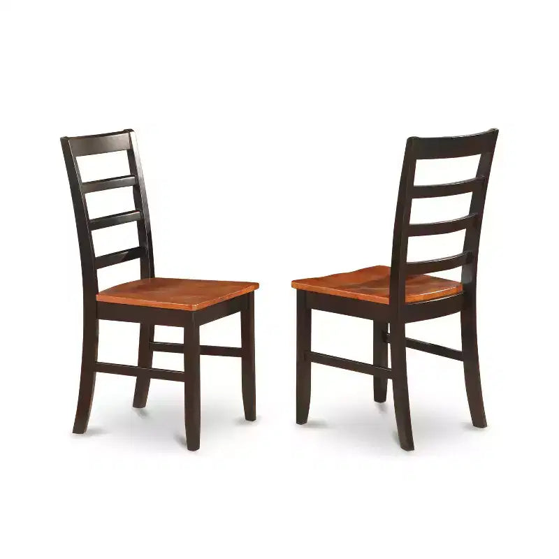 HomeStock Tavolo da pranzo con piano in legno massello nero e ciliegio a 7 pezzi con 6 sedie