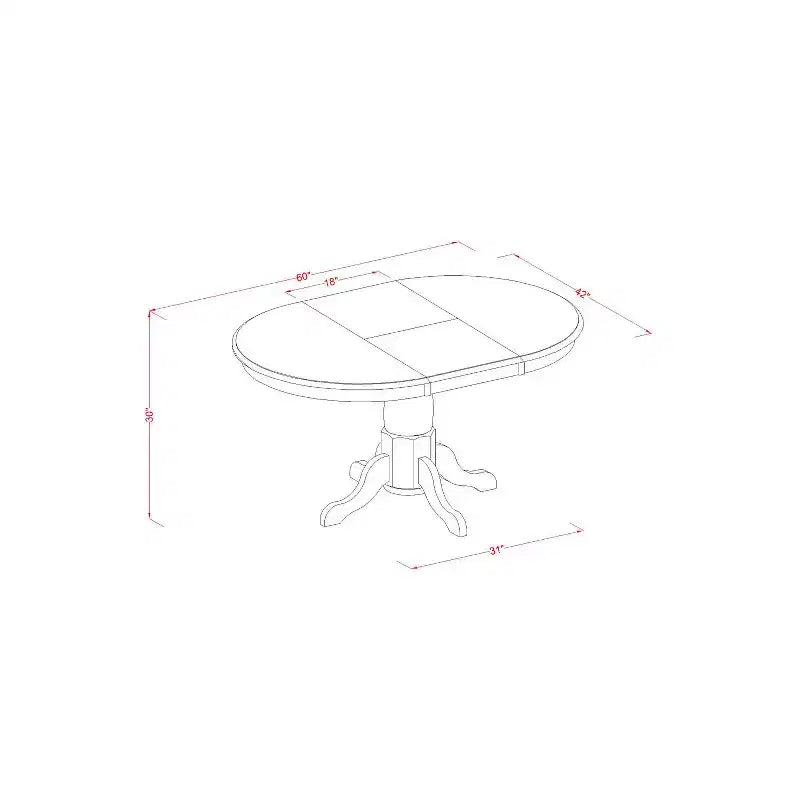 HomeStock Tavolo da Pranzo Ovale a 7 Pezzi in Legno Massello con Finitura Marrone Scuro e 6 Sedie
