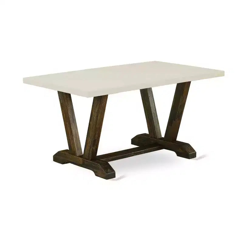 HomeStock Set da Pranzo 6 Pezzi, con Piano in Legno Massello Multicolore, Rettangolare, Imbottito, Posti a Sedere per 4 Persone