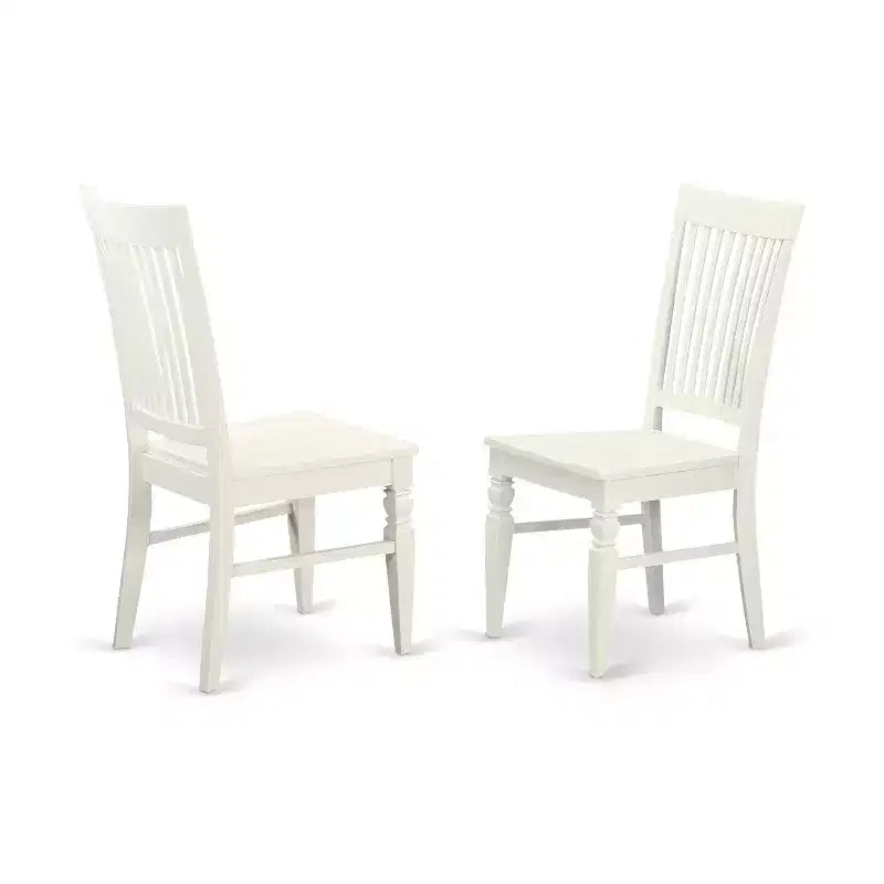 HomeStock Set da pranzo in 3 pezzi con piano rotondo in legno massello e finitura bianco lino