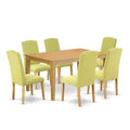 HomeStock 7-Piece Rectangle Natural Oak Finish Solid Wood Top Dining Table with 6 Parson-Chairs