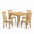 Kitchen Dining Set for 4 - 5 Piece Table & Chair Set - Linen Fabric Chairs - 36x36 Inch Oak Finish