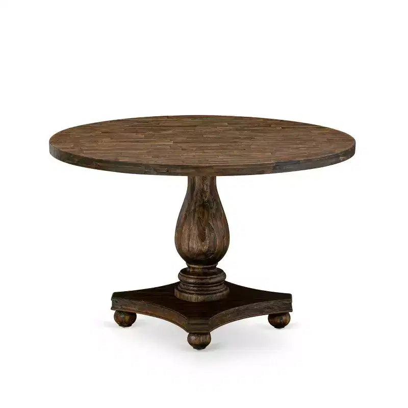 HomeStock Tavolo da pranzo a 5 pezzi con piano in legno massiccio, finitura in stile giacobiano anticato, e 4 sedie Parson
