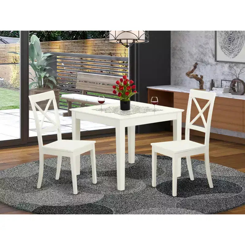 Set tavolo e sedie da cucina - Set da pranzo 5 pezzi stile antico bianco lino