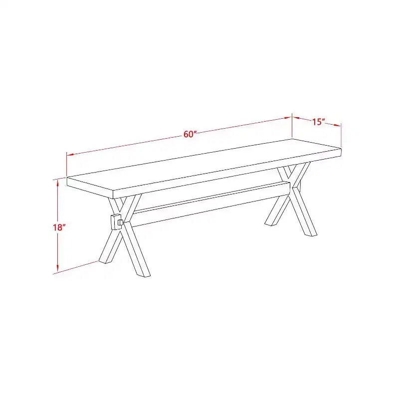 HomeStock Tavolo da pranzo rettangolare a 3 pezzi con piano in legno massiccio, finitura Jacobean anticata e 2 panche