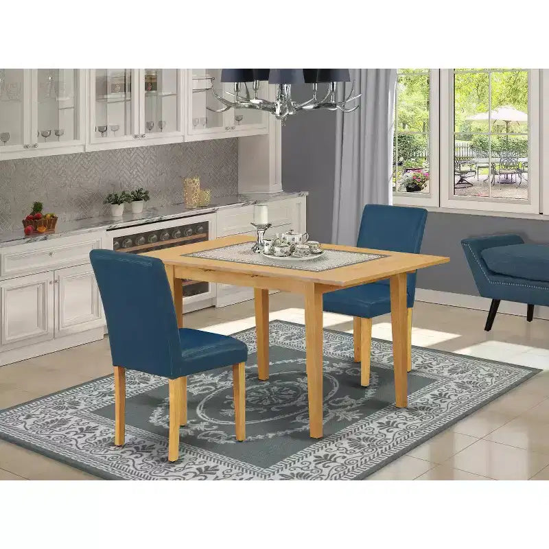 Set da pranzo 3 pezzi tavolo rettangolare con allunga e 2 sedie Parsons - Design Oasi del Sud-Ovest