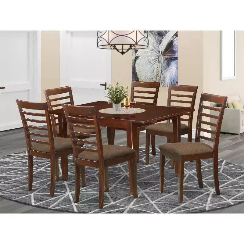 Set da pranzo per 4 persone - Tavolo da cucina piccolo con sedie - Design moderno - Finitura marrone sella