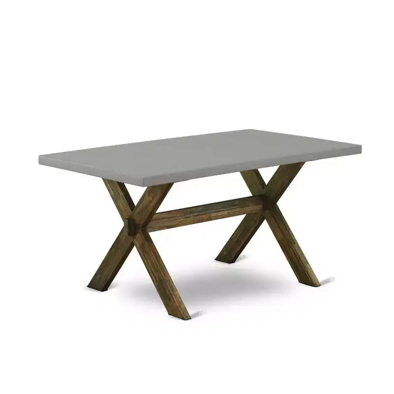 HomeStock Tavolo da pranzo rettangolare a 6 pezzi in legno massello con finitura Jacobean anticata, con 1 panca e 4 sedie
