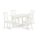HomeStock 5-Pc Buttermilk and Cherry Solid Wood Top - Rectangular Dining Room Set with Butterfly Leaf - Seats 4