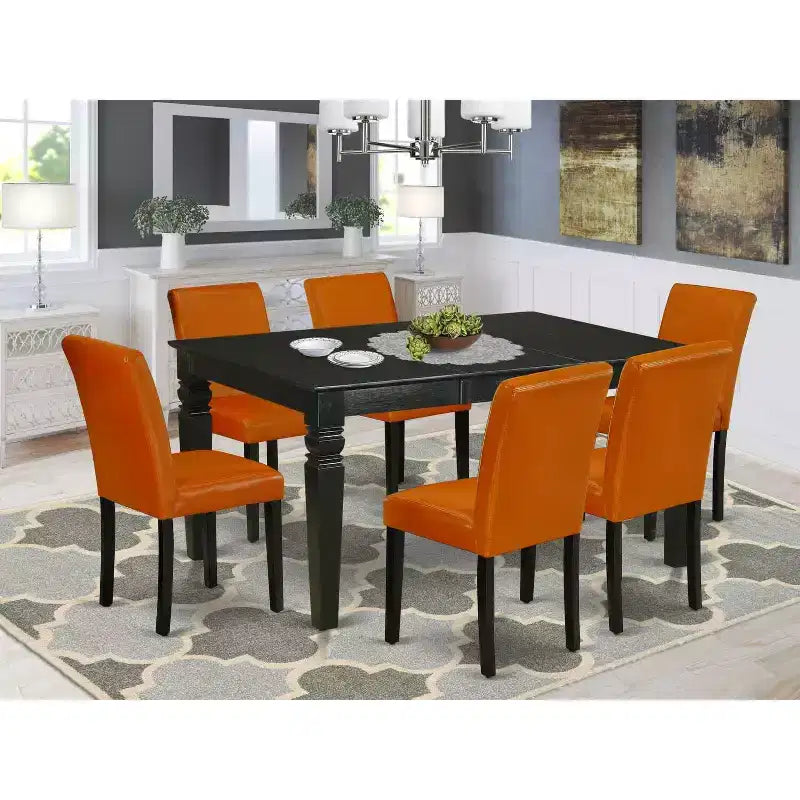 Set Tavolo Rustico da Pranzo 7 Pezzi Tavolo Rettangolare 42x60 con Allunga e 6 Sedie Parsons