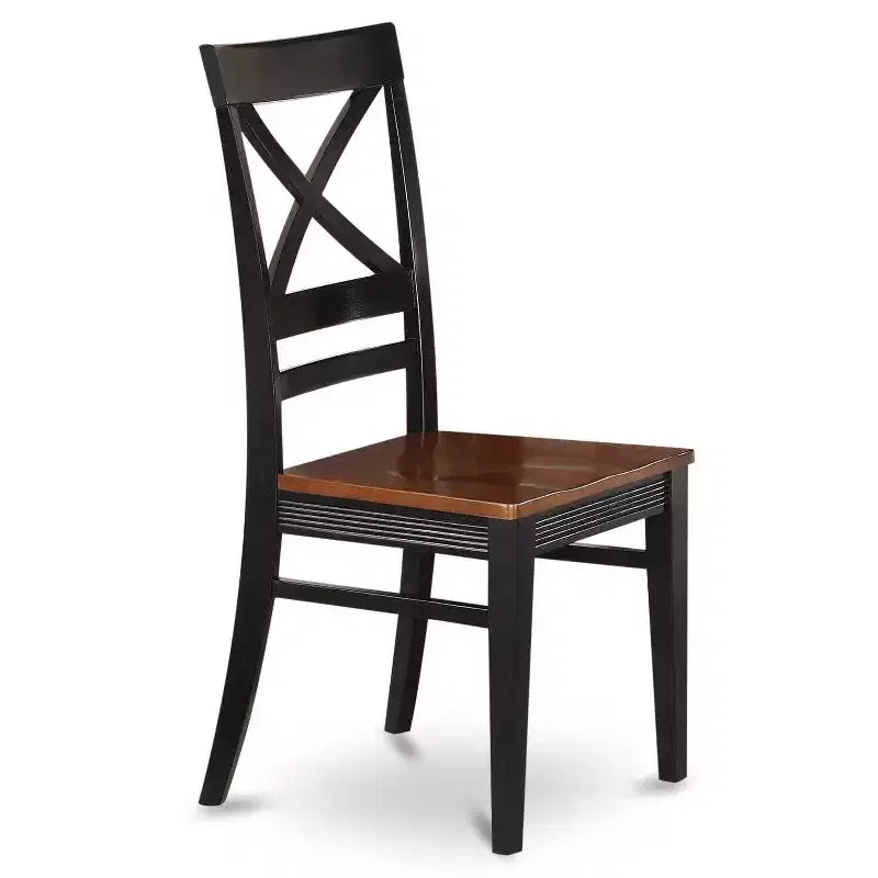 HomeStock Set da Pranzo 3 Pezzi con Tavolo Rettangolare con Piano in Legno Massello Finitura Nera e Ciliegio