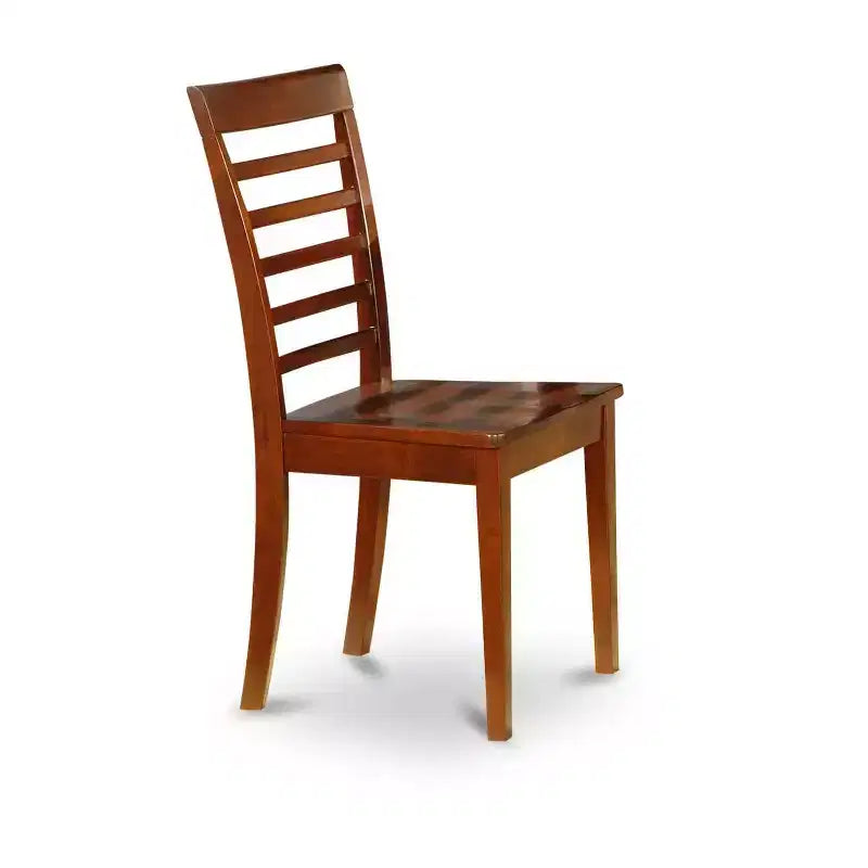 Set da pranzo rotondo a 3 pezzi con piano in legno massello finitura mogano - 4 posti a sedere