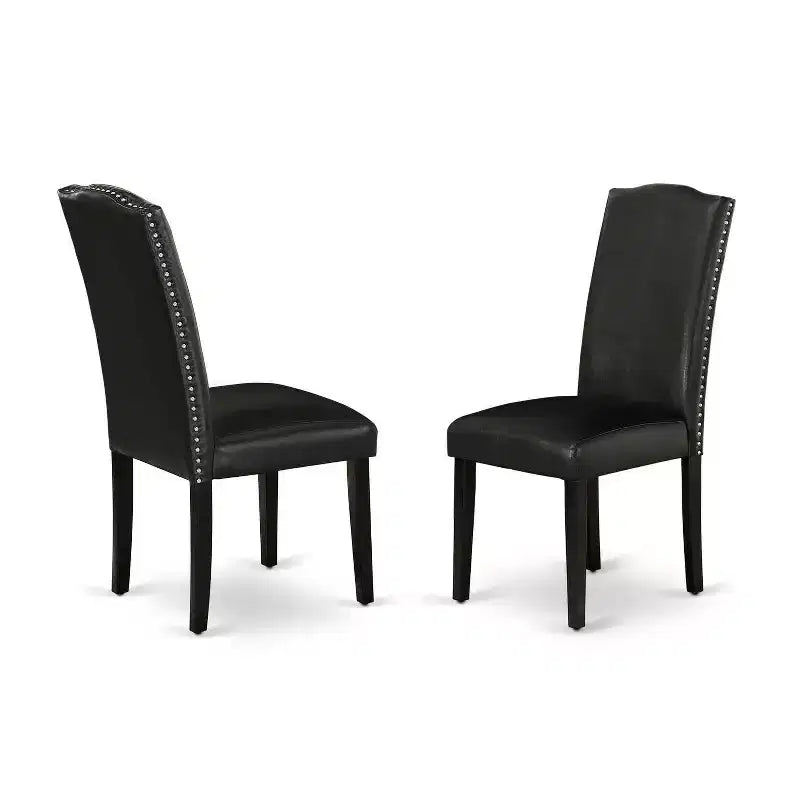 Set da pranzo 3 pezzi tavolo rotondo e 2 sedie Parsons - Similpelle PU Nera - Tavolo 42
