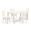 HomeStock 5-Piece Linen White Finish Solid Wood Top Dining Table with 4 Chairs