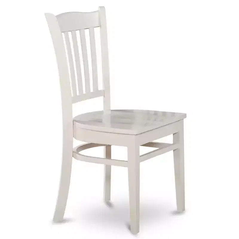 HomeStock Set tavolo da pranzo con piano in legno massello e 4 sedie, finitura bianco lino, 5 pezzi