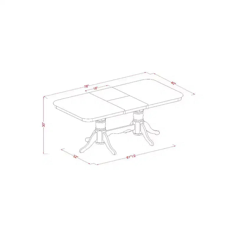 Set da pranzo Coastal Cottage - Tavolo e sedie 7 pezzi - Tavolo rettangolare 40x78 pollici