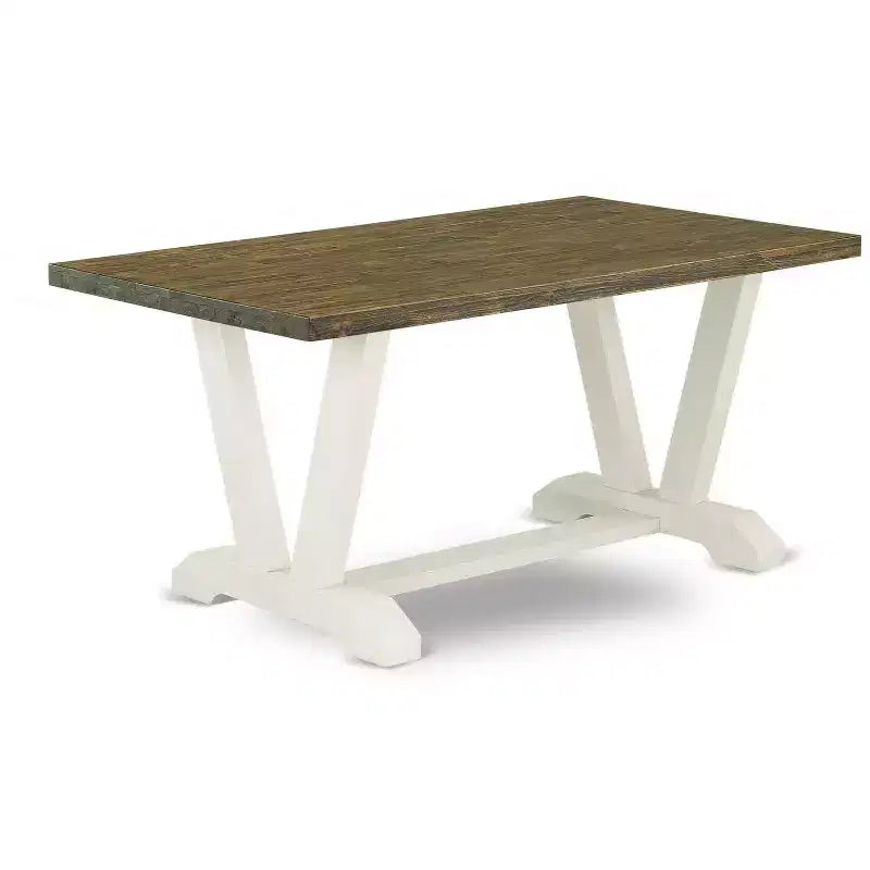 HomeStock tavolo da pranzo da 6 pezzi con ripiano in legno massello finitura Jacobean invecchiato, 1 panca e 4 sedie