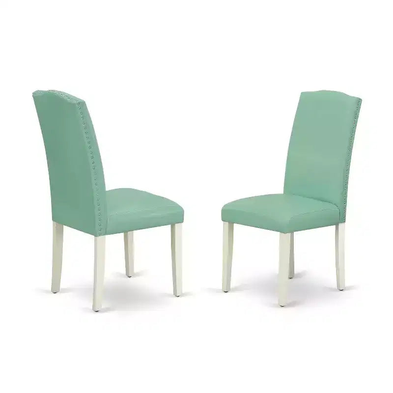 HomeStock Tavolo da Pranzo Rettangolare 7 Pezzi in Legno Massello con Finitura Lino Bianco e 6 Sedie Parson