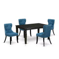 HomeStock 5-Piece Black Finish Solid Wood Top Dining table with 4 Chairs