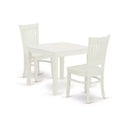 Linen White 3-Piece Wood Dining Set - Small Rectangular Table & 2 Modern Chairs