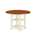 HomeStock 5-Pc Buttermilk and Cherry Solid Wood Top - Round Dining Room Set - Seats 4